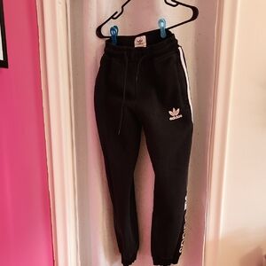 Adidas Kids Black Sweatpants with White Stripes